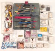Fishing Accessories, a mixed lot to include lures, wigglers, floats, hooks with makers of Mustad,