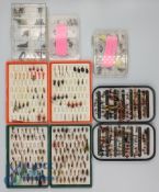 Fly Boxes Tins, a Good Richard Wheatley fly box with Trout dry flies including May flies and