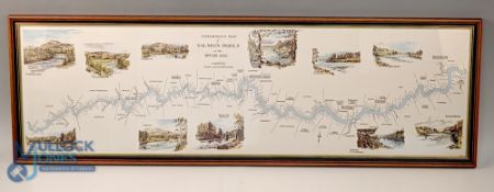 Fisherman's Map of Salmon Pools on the River Dee, framed under glass - size #28cm x 86cm