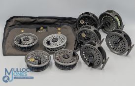 A collection of Intrepid Rimfly reels. All with 2 screw latch and constant check, all show signs