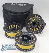 Koma Vision 9/11 salmon alloy fly reel with 2 spare spools, 4 1/4