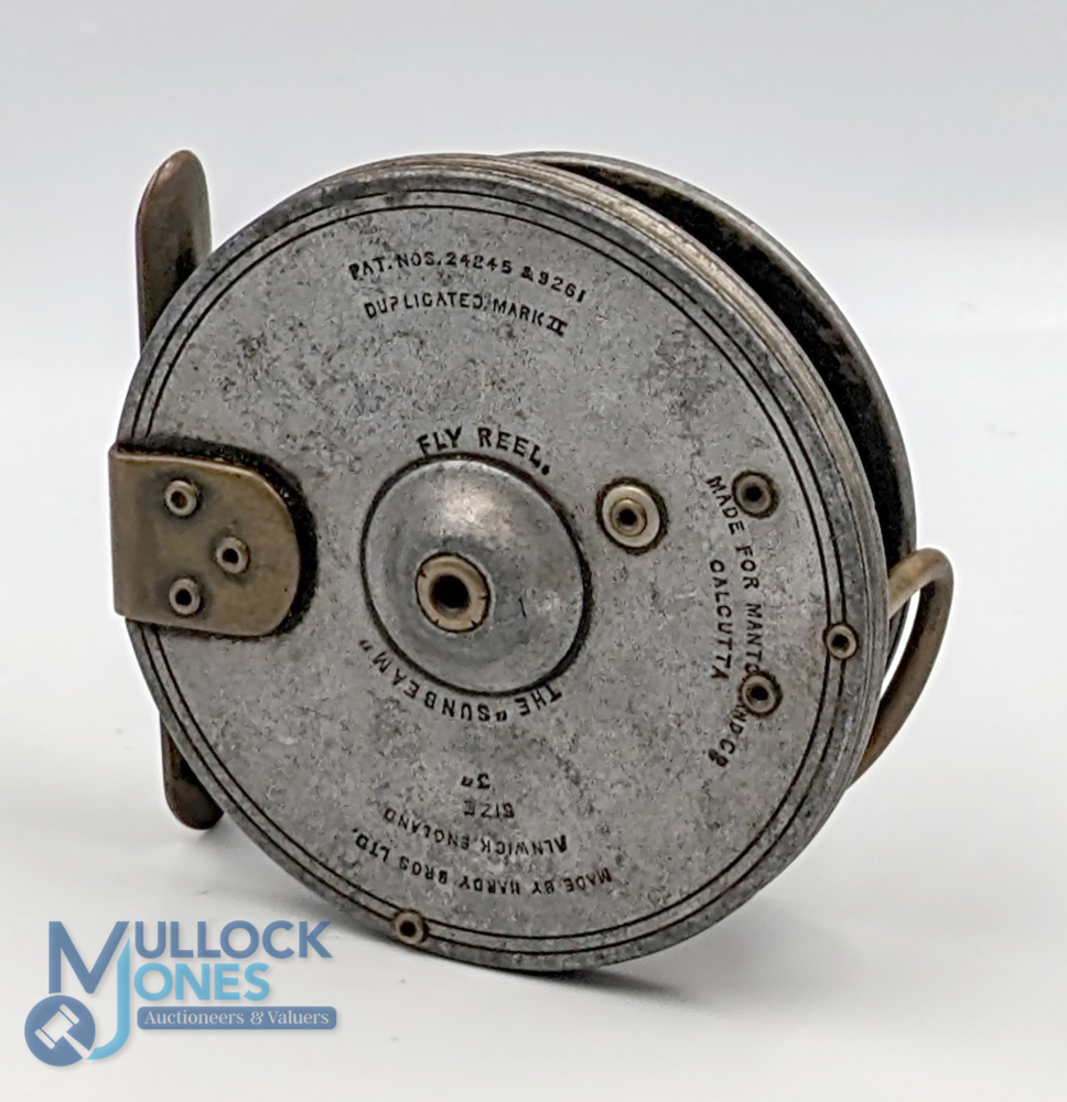 Hardy Bros "The Sunbeam" alloy trout fly reel, duplicated Mk II, made for Manton & Co, Calcutta, - Image 2 of 2