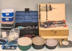 3 Plastic Fishing Tackle Stool Boxes, makers of Sunridge and Keenets - boxes with shoulder straps