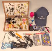A collection of fishing equipment, as follows: Leeda fly box 12