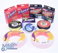 A mixed collection of line, as follows: 2x spools Sufix Supreme shock leader 80lb. 4x boxes