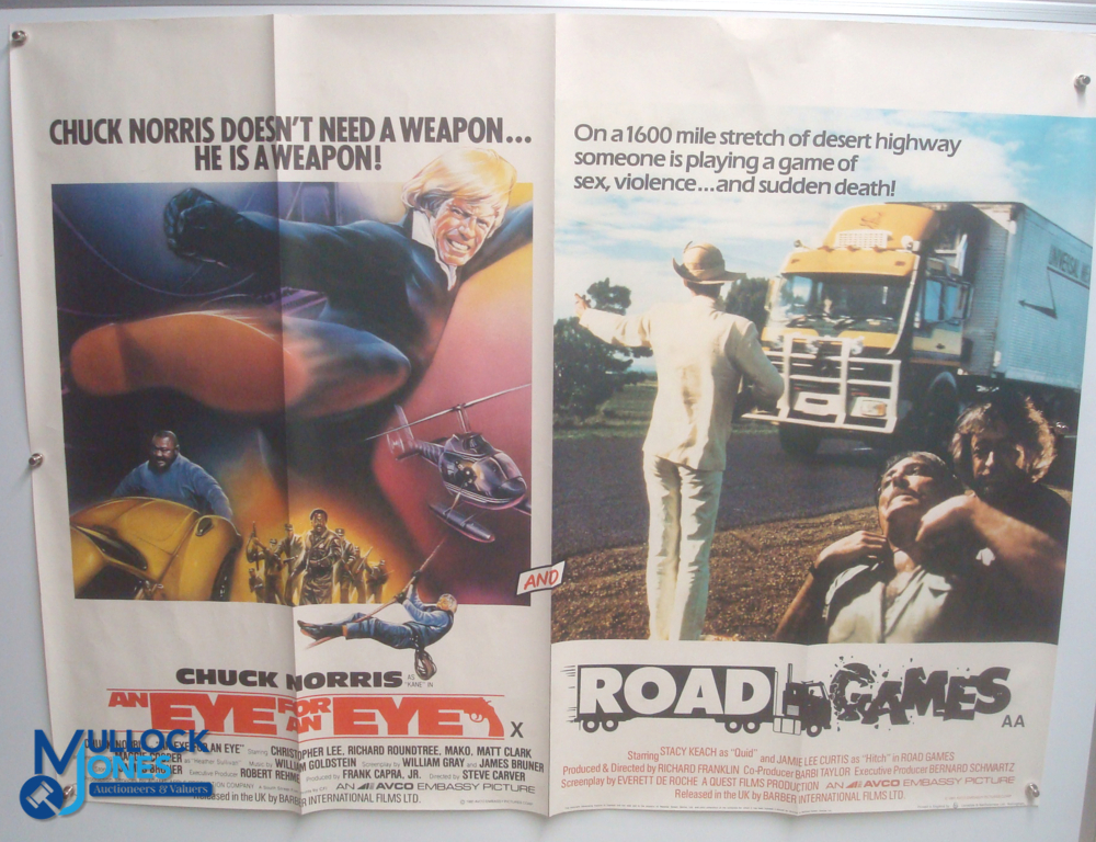 Original Movie/Film Poster – 1981 Double Bill An Eye for an Eye & Road Games 40x30" approx. kept
