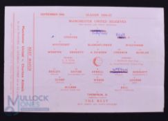 1956/57 Manchester Utd (The Champions) v The Rest, Central League challenge match programme, 29