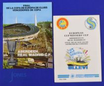 1983 European Cup Winners Cup final Aberdeen v Real Madrid official programme in Gothenburg; plus