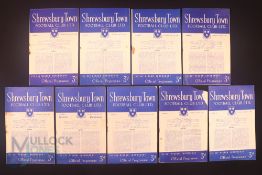 1952/53 Shrewsbury Town Div. 3 (South) home match programmes Exeter City, QPR, Leyton Orient,