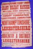 1905 Big Leicestershire Rugby Match Poster/1950-1 BR Flier (2): Folded 30