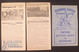 1950/51 Oldham Athletic Div. 3 (N) away match programmes v Tranmere Rovers, v Darlington, v