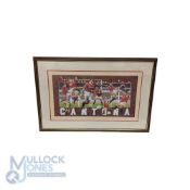 Eric Cantona Manchester United Football limited edition print No.7/475, by Deborah Elliot, framed