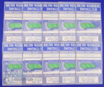 1963/64 Bolton Wanderers Div. 1home match programmes league full season (21),plus Bath City (FAC),