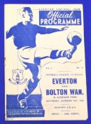 1946/47 Everton v Bolton Wanderers Div. 1 match programme 19 October 1946; good. (1)