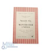 1954 Charity match programme Norwich City v Manchester Utd. Norfolk Charities Cup friendly 5 May