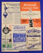 1950/51 Bolton Wanderers away match programmes v Spurs, Everton, Sheffield Wednesday, Fulham,