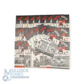 1957/58 Manchester Utd complete league season (21 programmes, 7 have tokens intact) plus Aston Villa