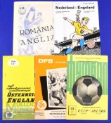 Collection of England international match programmes aways 1967 Austria, 1968 Romania, 1969