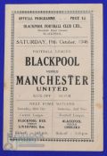 1946/47 Blackpool v Manchester Utd Div. 1 match programme 19 October 1946; fair. (1)