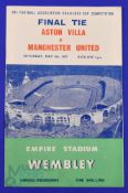 1957 FAC final Aston Villa v Manchester Utd match programme 4 May 1957; overall good. (1)