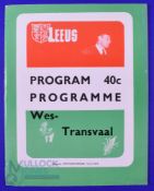 1974 British and I Lions v Western Transvaal Rugby Programme: At Potchefstroom. 48pp, excellent