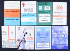 1976-2000 Argentina in the UK Rugby Programmes (8): v E Wales 1976, London Div, N of England and Eng