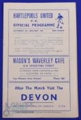 1956/57 FAC 3rd round Hartlepools Utd v Manchester Utd match programme (no. 3756) 4 page issue;