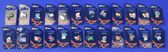 Scarce 2023 RWC Official Lapel Badge Collection (24): 24-badge new with tags, mint collection of