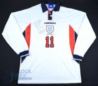 Umbro England Shirt (XL) long sleeves Number 11 signed and dedicated to Oliver God Bless Ian