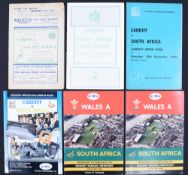 1951-1994 South Africa in Wales Rugby Programmes (6): v Wales 1951, 60, 69 and 94, and Wales 'A' v S