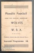 1952-53 Wolves v West Bromwich Albion first team friendly floodlit match at Hednesford (very rare)