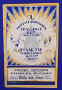 1929 FA Cup Final Bolton Wanderers v Portsmouth match programme 27 April 1929 at Wembley; slight