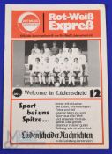 1976/77 Rot-Weis Ludenscheid (Germany) v Bolton Wanderers friendly match programme 26 pages; fair,