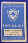 1954/55 POSTPONED Leicester City v Bolton Wanderers programme dated 26 February 1955; fair/good. (