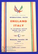 1949 England v Italy international match programme at White Hart Lane 30 November 1949; slight