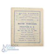 1946/47 Bolton Wanderers v Preston NE Div. 1 match programme 1st January 1947; fair/good. (1)