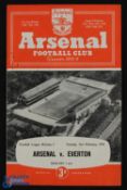 1955/56 Scarce Arsenal v Everton Div. 1 match programme 21 February 1956, 4 page; fair/good, t/w