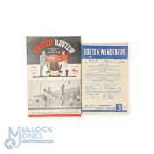 1954/55 Bolton Wanderers v Manchester Utd Div. 1 match programme 11 September 1954; reverse