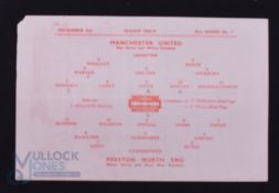1945/46 Football League North Manchester Utd v Preston NE 3 November 1945, single sheet, overall