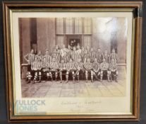 Photograph of the Sandhurst and Woolwich military academy rugby teams who contested a draw in