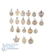 1920-1940 - 18x silver and white metal Football Winner Runners Up Fob Medals Badge: 15 are