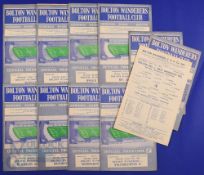 1962/63 Bolton Wanderers home Div. 1 match programmes v Burnley, Fulham, Ipswich Town, Everton,