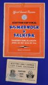 1957 Scottish Cup final match programme Kilmarnock v Falkirk plus Scottish Daily Express 4 page card