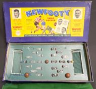 1958-59 Newfooty Table Soccer De-Lux Edition illustrated box with 2 celluloid teams black with white