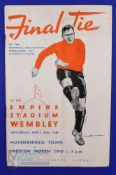 1938 FA Cup Final Huddersfield Town v Preston North End match programme 30 April 1938 at Wembley;
