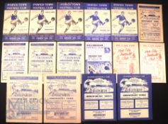 Shrewsbury Town away match programmes at Ipswich Town 1951/52, 1952/53, 1953/54, 1955/56, 1956/57;