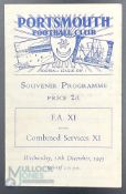 1945-46 FA XI v Combined Services XI 12th December 1945 played at Portsmouth Football Club -