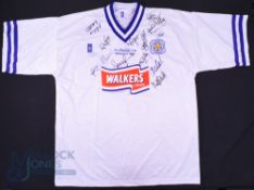 1997/98 Leicester City Multi-Signed away football shirt in white, Fox/Walkers, size 46/48