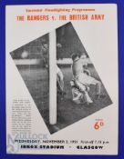 1955 Rangers v British Army (Duncan Edwards) programme at Ibrox 2 November 1955; fair. (1)