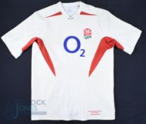 2004 England Steve Thompson International Rugby Jersey: Nike XXL white short sleeved match worn